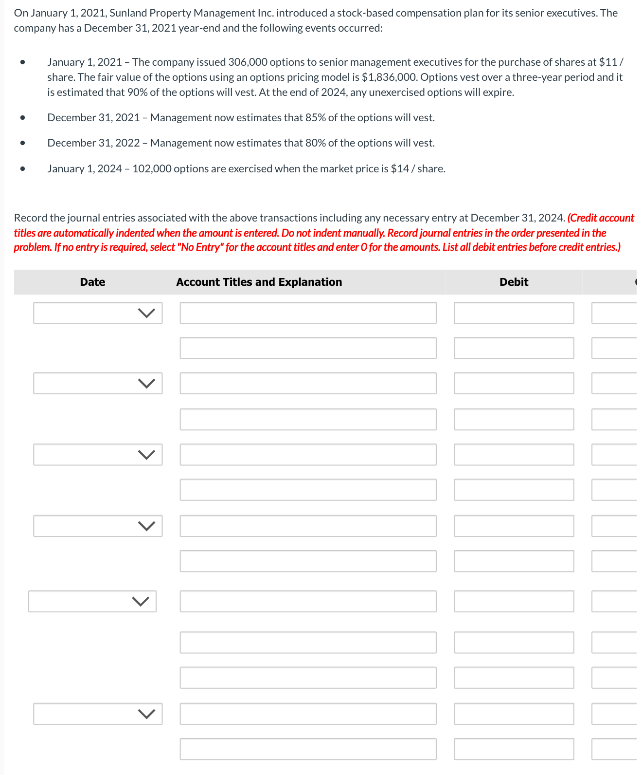 Solved On January 1, 2021, ﻿Sunland Property Management Inc.
