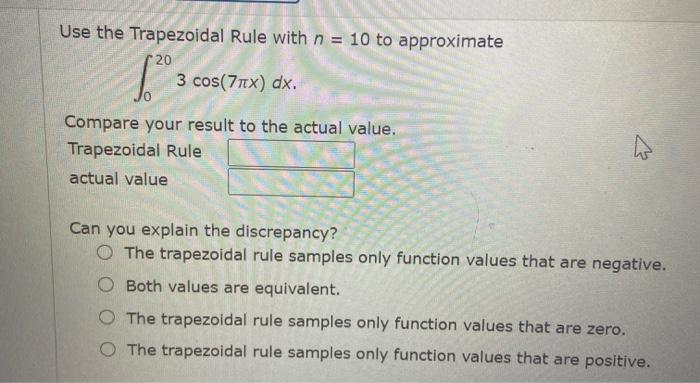 Solved Use The Trapezoidal Rule With N = 10 To Approximate | Chegg.com ...