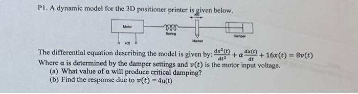 Solved P1. A dynamic model for the 3D positioner printer is | Chegg.com