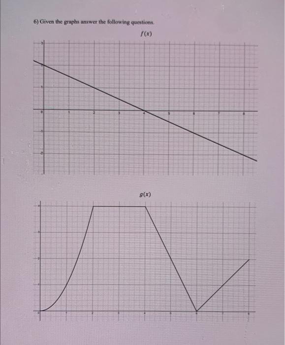 Solved 6) Given the graphs answer the following questions.8) | Chegg.com