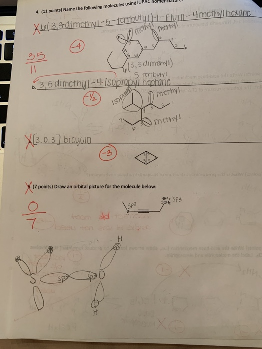 Solved 4. (11 points) Name the following molecules using | Chegg.com
