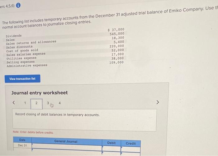 Solved The following list includes temporary accounts from