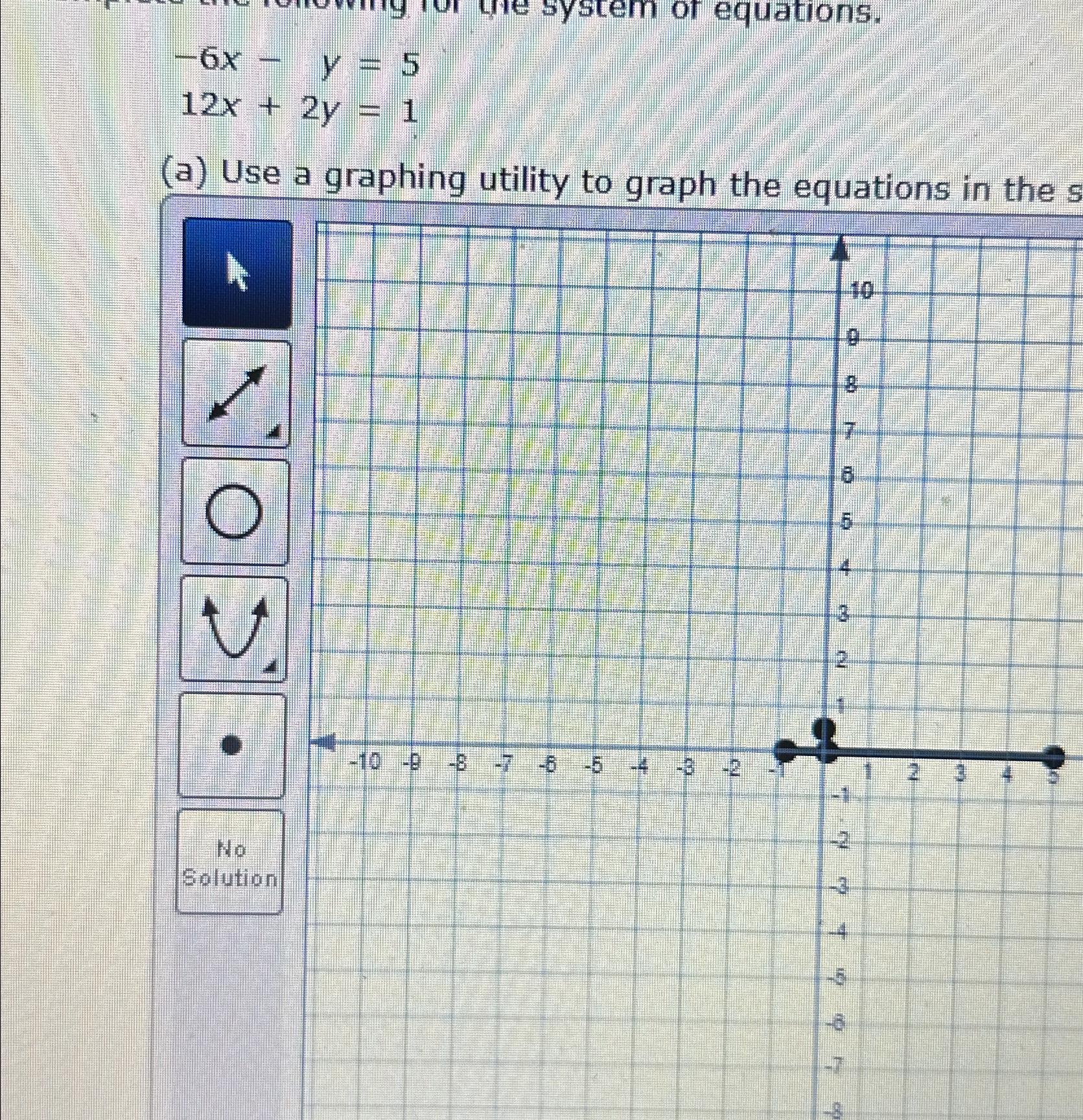 Solved -6x-y=512x+2y=1(a) ﻿Use a graphing utility to graph | Chegg.com