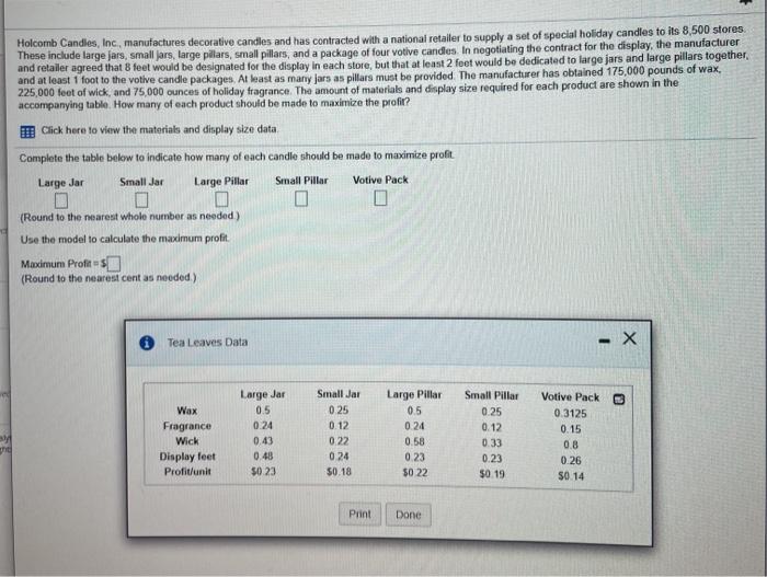Solved Candies, Inc, manufactures decorative candles