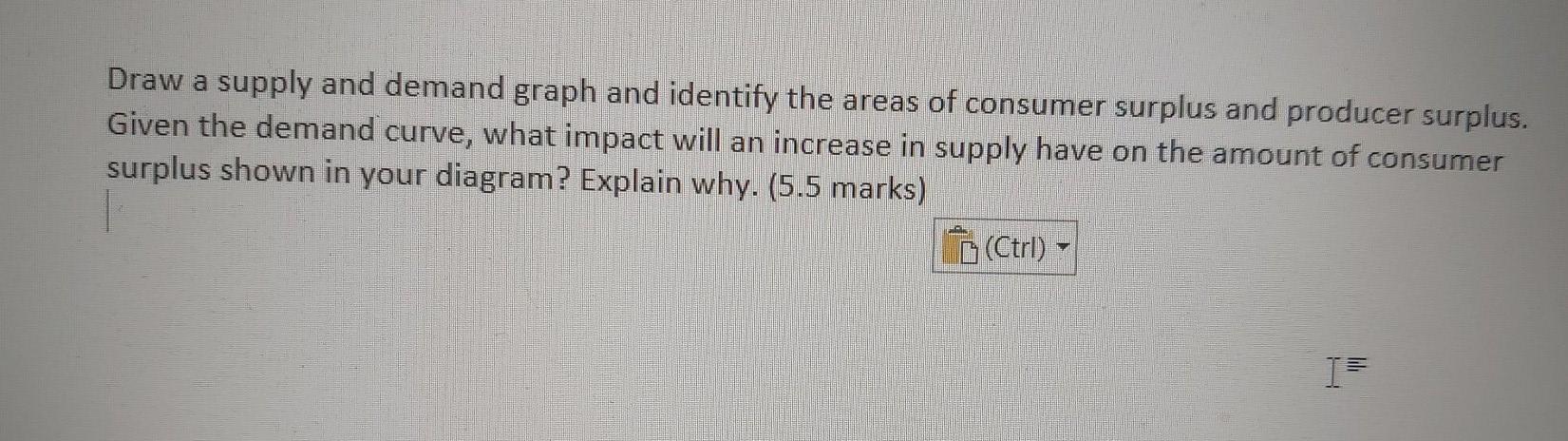 Solved Draw A Supply And Demand Graph And Identify The Areas Chegg