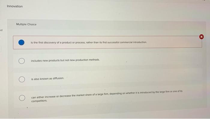 Solved Innovation Multiple Choice ed is the first discovery | Chegg.com
