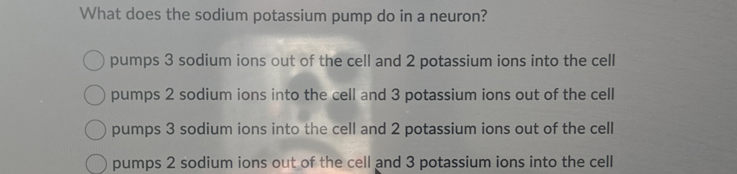 Solved What does the sodium potassium pump do in a | Chegg.com