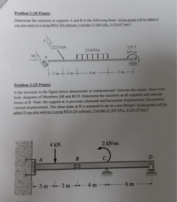 Solved Problem 220 Points) Determine the reactions at | Chegg.com