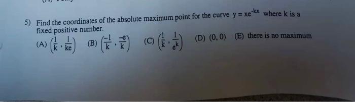 Solved 5) Find the coordinates of the absolute maximum point | Chegg.com
