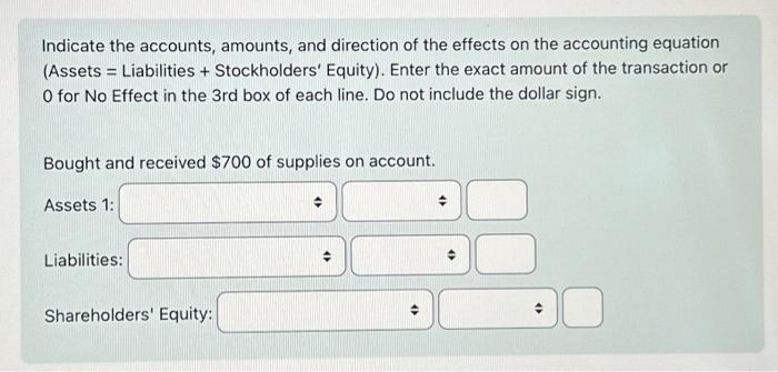 Solved Indicate the accounts, amounts, and direction of the | Chegg.com