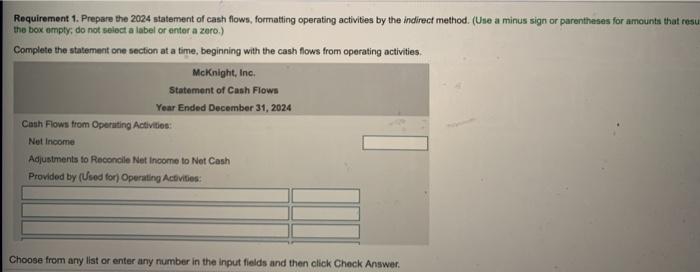 Solved Requirement 1. Prepare the 2024 statement of cash | Chegg.com