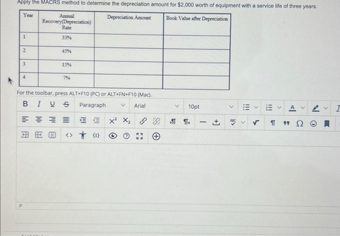 Solved Apply the MACRS method to determine the depreciation | Chegg.com
