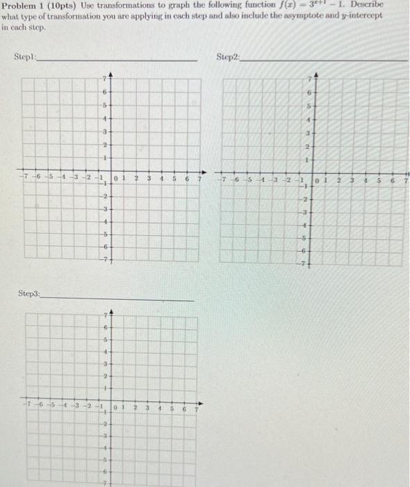 Solved Problem 1 (10pts) Use transformations to graph the | Chegg.com