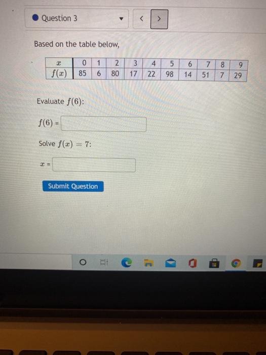 Solved Question 3 > Based on the table below, 2 0 85 1 2 | Chegg.com