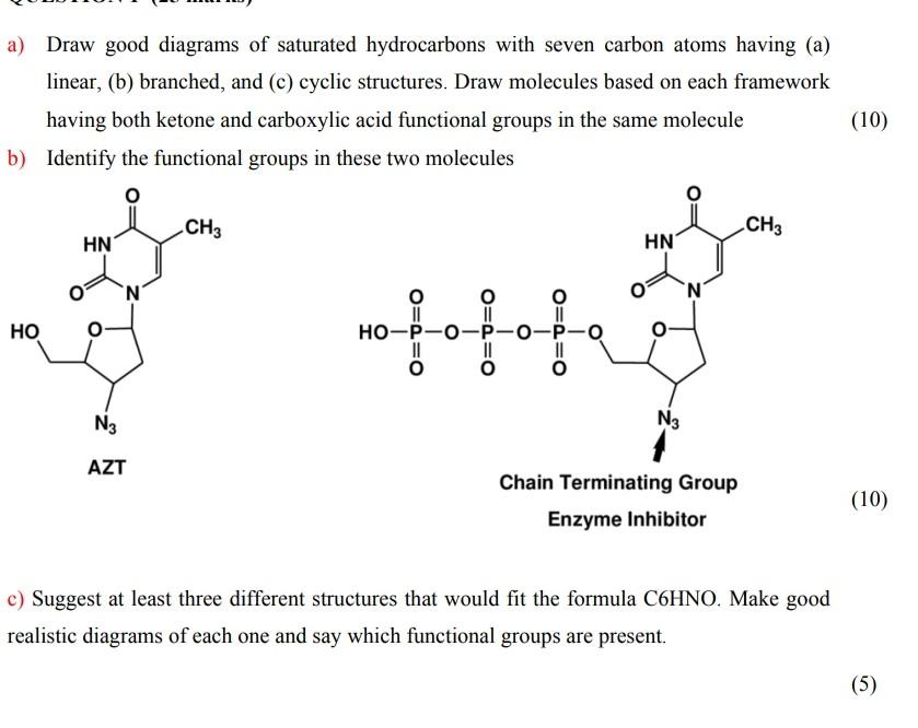 Solved a) Draw good diagrams of saturated hydrocarbons with | Chegg.com