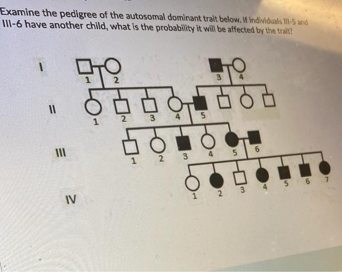 Solved Examine the pedigree of the autosomal dominant trait | Chegg.com