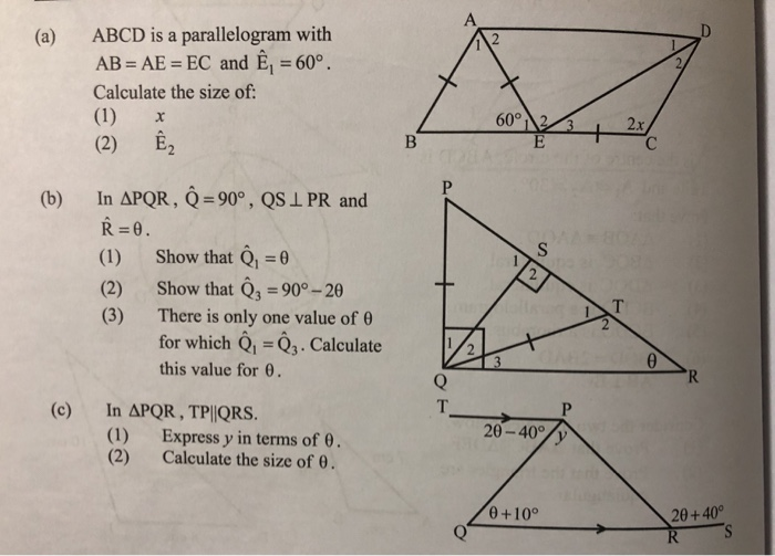 Solved A Abcd Is A Parallelogram With Ab Ae Ec And Chegg Com