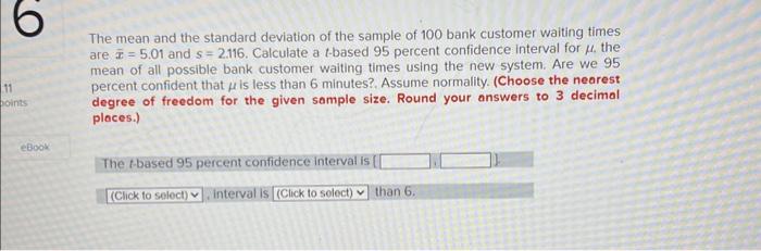 Solved The mean and the standard deviation of the sample of | Chegg.com