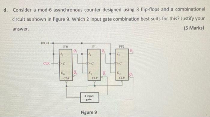 Solved d. Consider a mod-6 asynchronous counter designed | Chegg.com