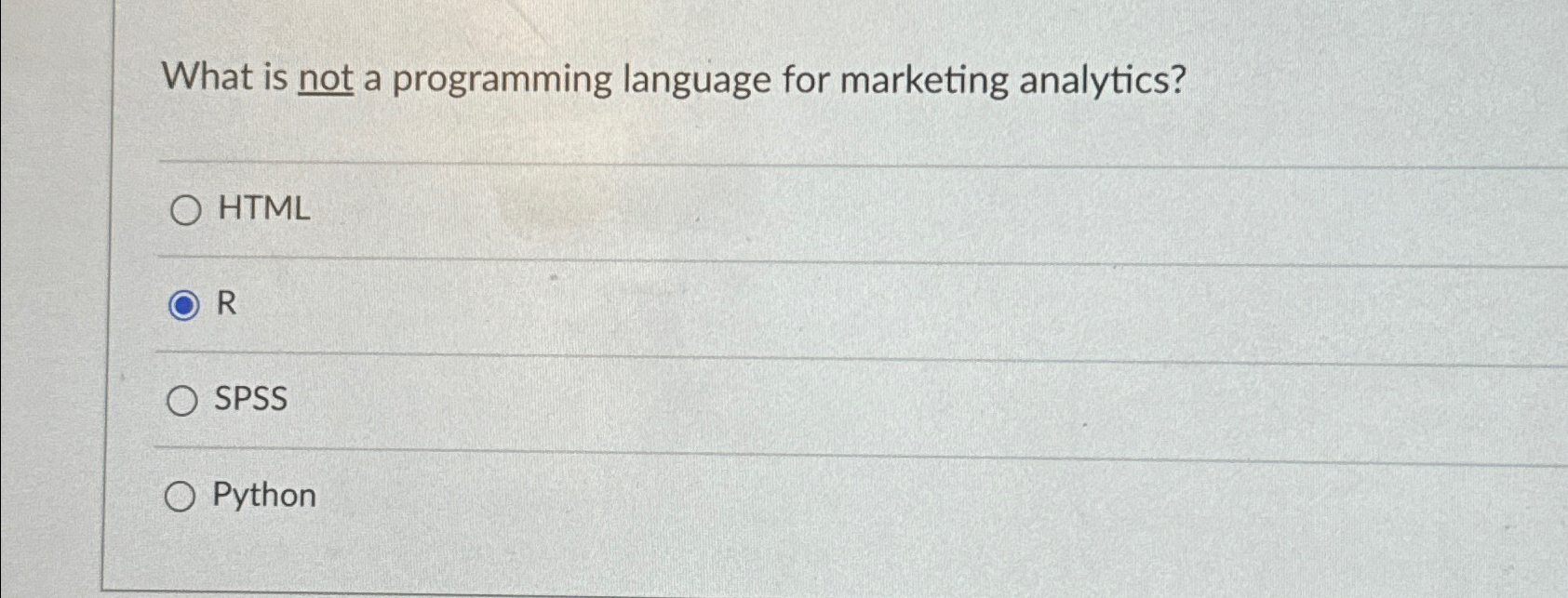 Solved What is not a programming language for marketing | Chegg.com