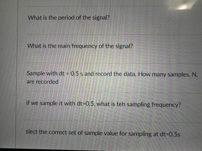 Solved What is the period of the signal? What is the main | Chegg.com
