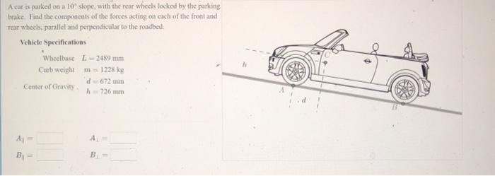 Solved A car is parked on a 10% slope, with the rear wheels | Chegg.com