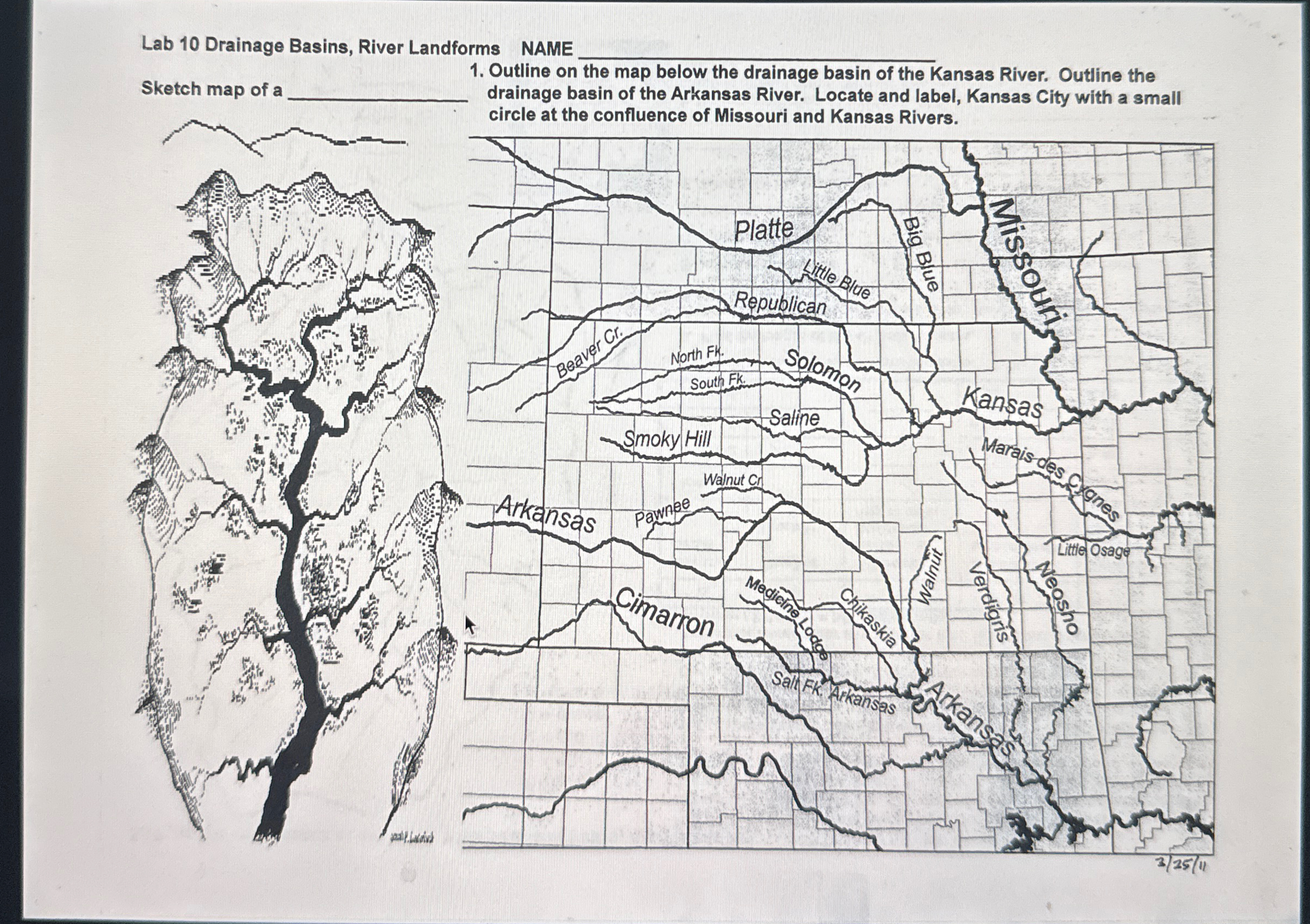 Solved Lab 10 ﻿Drainage Basins, River Landforms NAME | Chegg.com