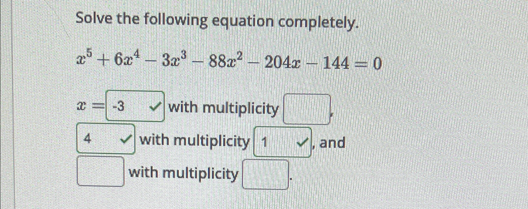 Solved Solve the following equation | Chegg.com