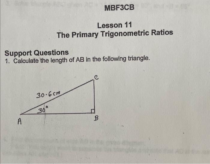 Solved Support Questions 1. Calculate The Length Of AB In | Chegg.com