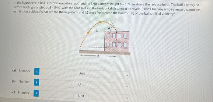 Solved In The Figure Here, A Ball Is Thrown Up Onto A Roof, | Chegg.com