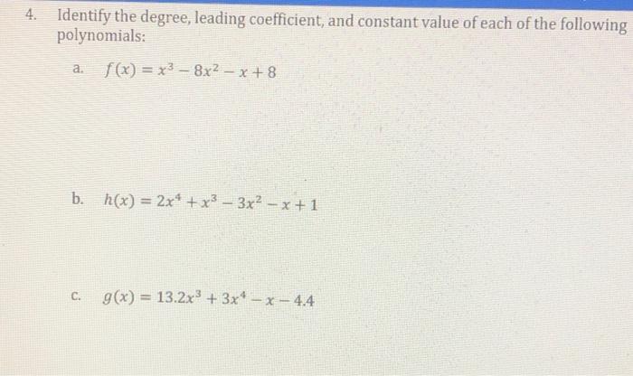 Solved 1. For each polynomial function, rewrite the | Chegg.com