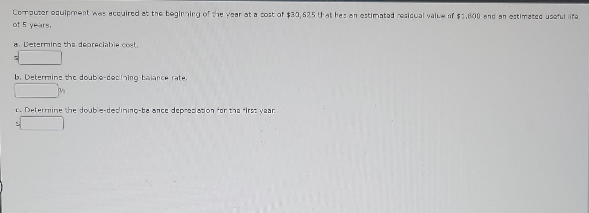 Solved Computer equipment was acquired at the beginning of