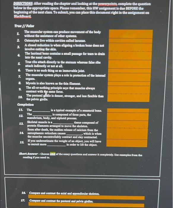 Solved DIRECTIONS: After reading the chapter and looking at | Chegg.com