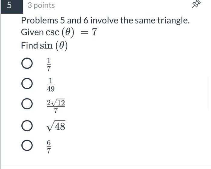 Solved 5 3 points Problems 5 and 6 involve the same | Chegg.com