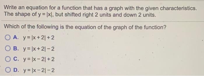 Solved Write an equation for a function that has a graph | Chegg.com