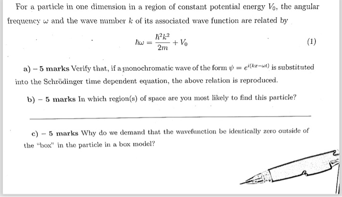 Solved For a particle in one dimension in a region of | Chegg.com