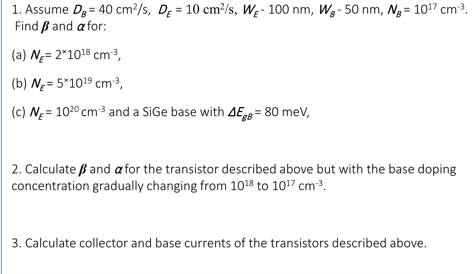 Solved Calculate high frequency limit of the transistors