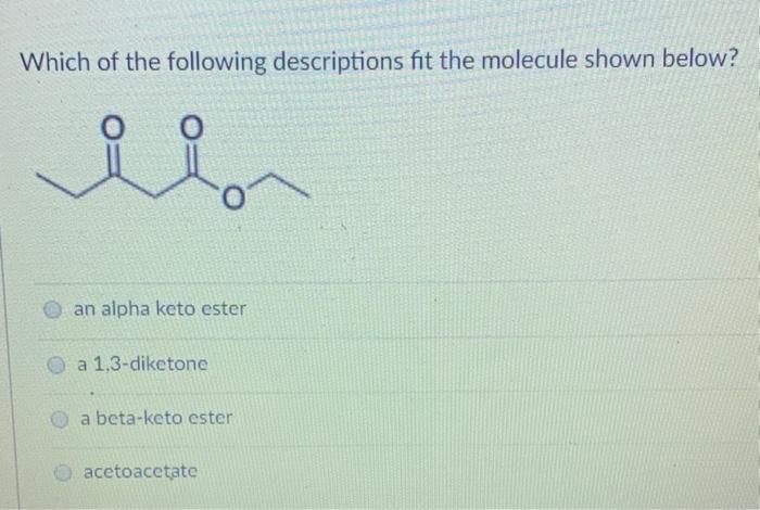 Solved Which of the following descriptions fit the molecule | Chegg.com