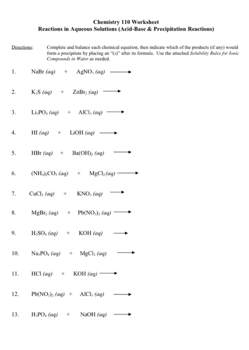 Solutions Acids And Bases Worksheet