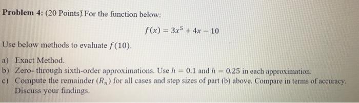 Solved Problem 4: (20 Points) For the function below: f(x) = | Chegg.com