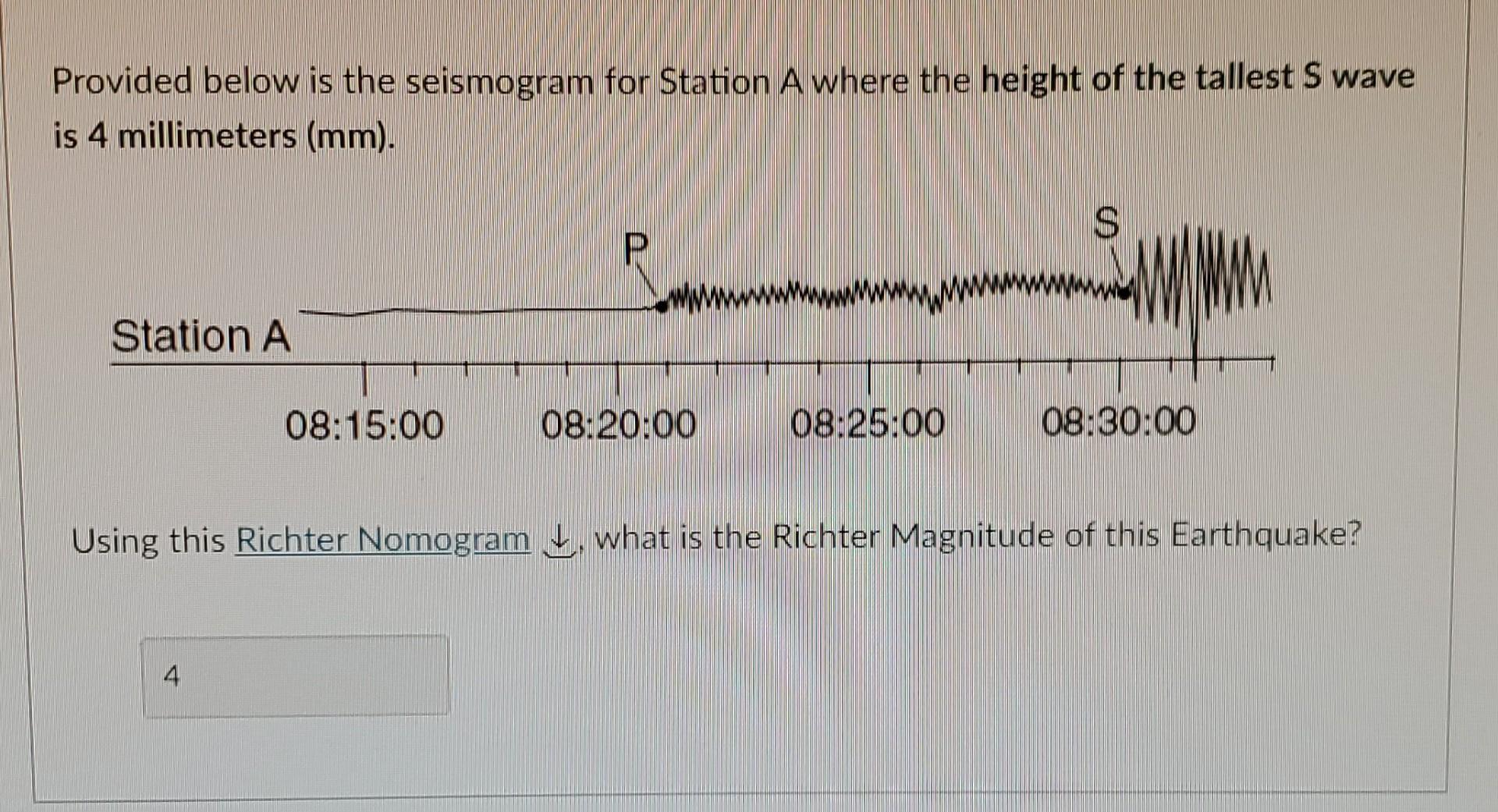 Solved Provided below is the seismogram for Station A where | Chegg.com