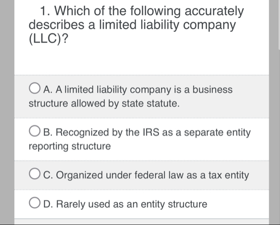 Solved Which of the following accurately describes a limited | Chegg.com