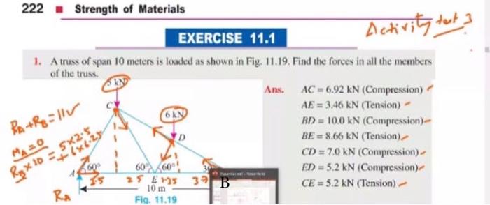 Solved 222 Strength of Materials Activity test ? EXERCISE | Chegg.com