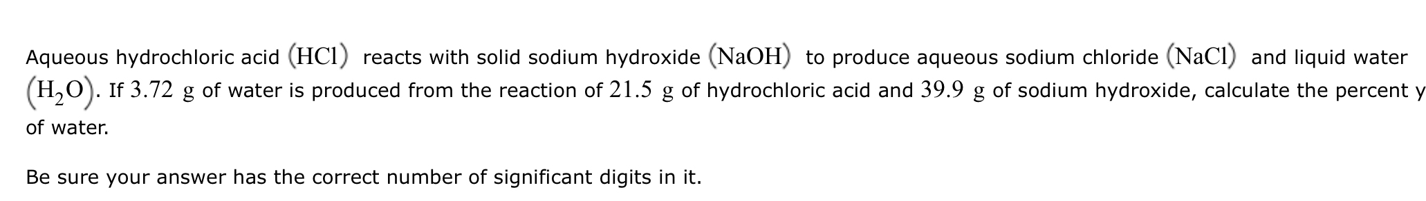 Solved Aqueous hydrochloric acid (HCl) ﻿reacts with solid | Chegg.com