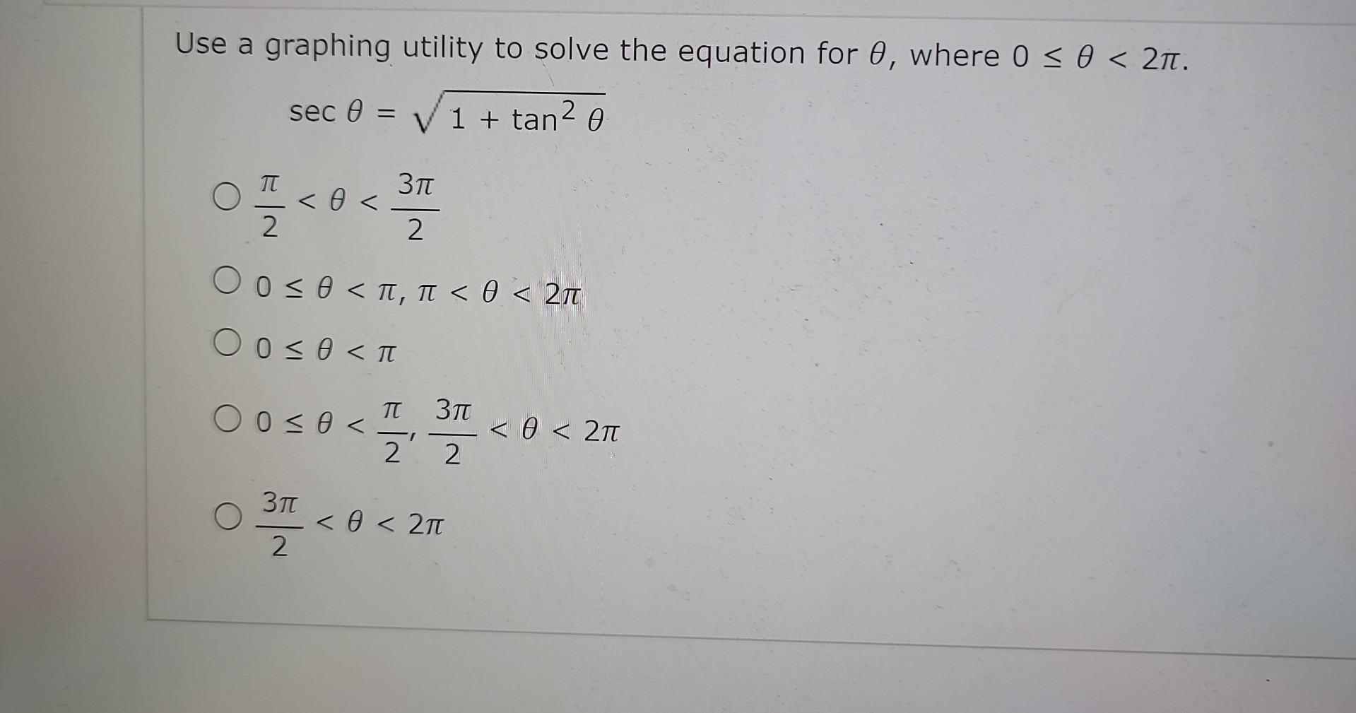 Solved Use a graphing utility to solve the equation for θ, | Chegg.com