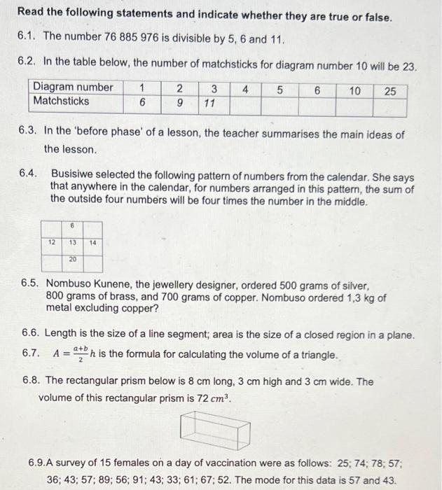 Solved Read the following statements and indicate whether | Chegg.com