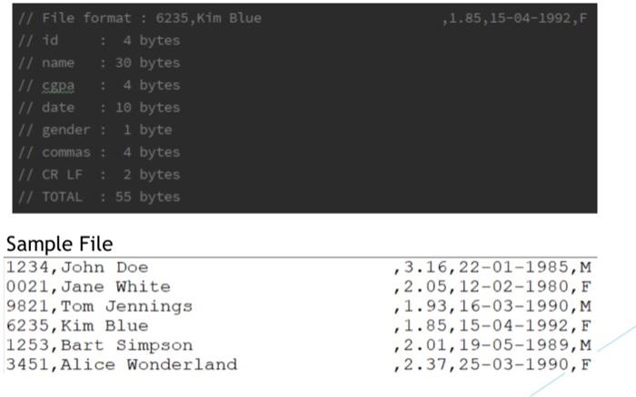 Solved Homework #1 Consider the students file format given | Chegg.com