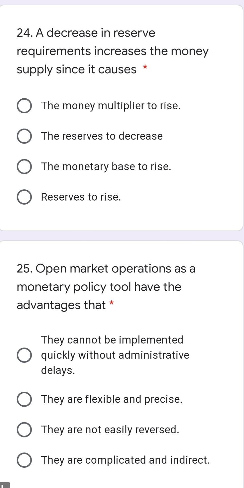 Solved 24. A decrease in reserve requirements increases the | Chegg.com