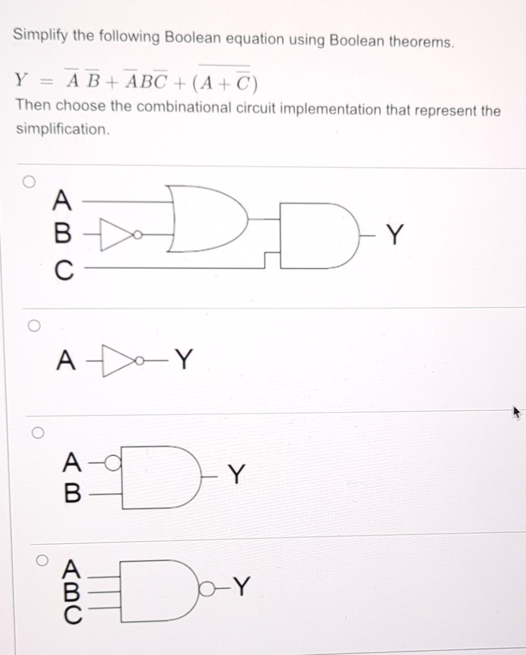 Solved Which Logic Circuit Represents The Following Boolean | Chegg.com