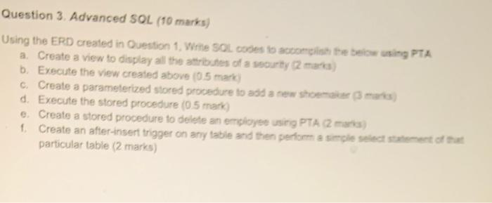 Solved INSTRUCTIONS: ANSWER ALL QUESTIONS. All SQL codes | Chegg.com